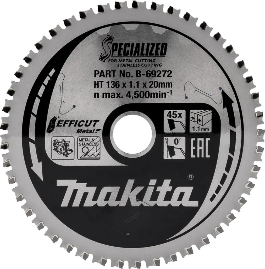 Makita EFFICUT 136x20mm 45T Metallo | Massima Efficienza Cordless