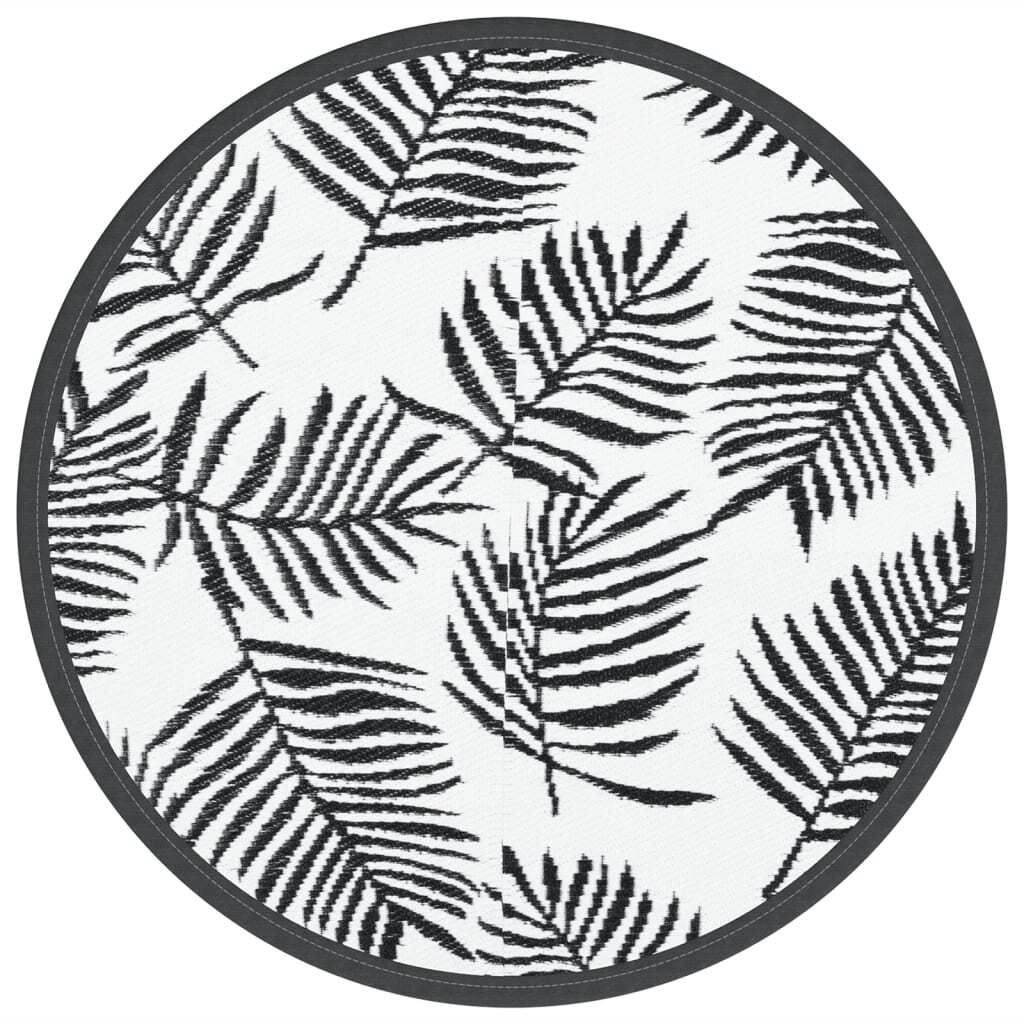 vidaXL Outdoor-Teppich ARAKIL Weiß und Schwarz Ø120 cm PP