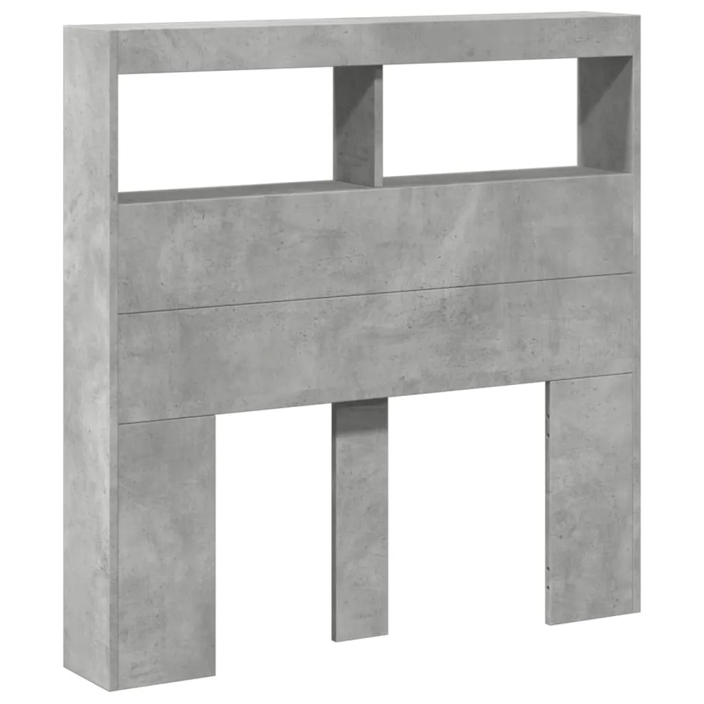 Tête de lit LED Gris Béton : Rangement intégré 100 cm pour chambre rangée