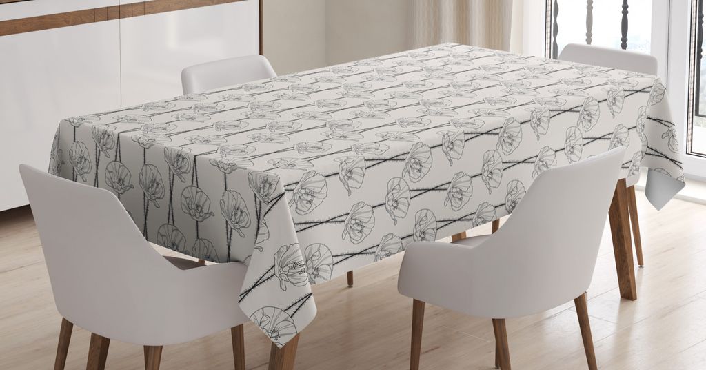 ABAKUHAUS Mohn Tischdecke, Abstrakt Stielen und Blumen, FÃ1/4r den Inn und Outdoor Bereich geeignet Waschbar Druck Klar Kein Verblassen, 140 x 170...