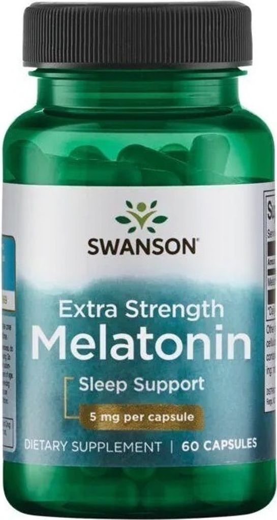 Melatonin Extra Stärke 5 mg 60 Kapseln Swanson Health Produktbild 