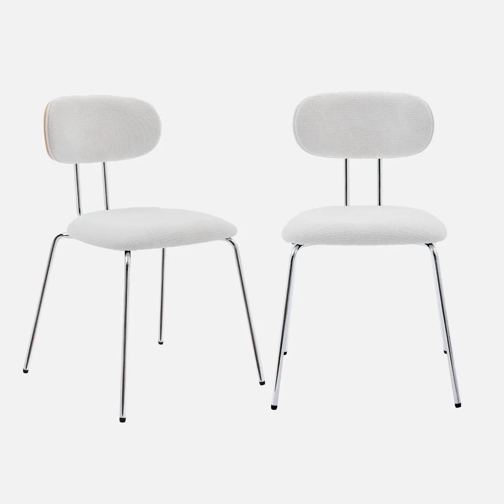 Sedie Design Legno e Tessuto Idrorepellente Bianco - Set da 2