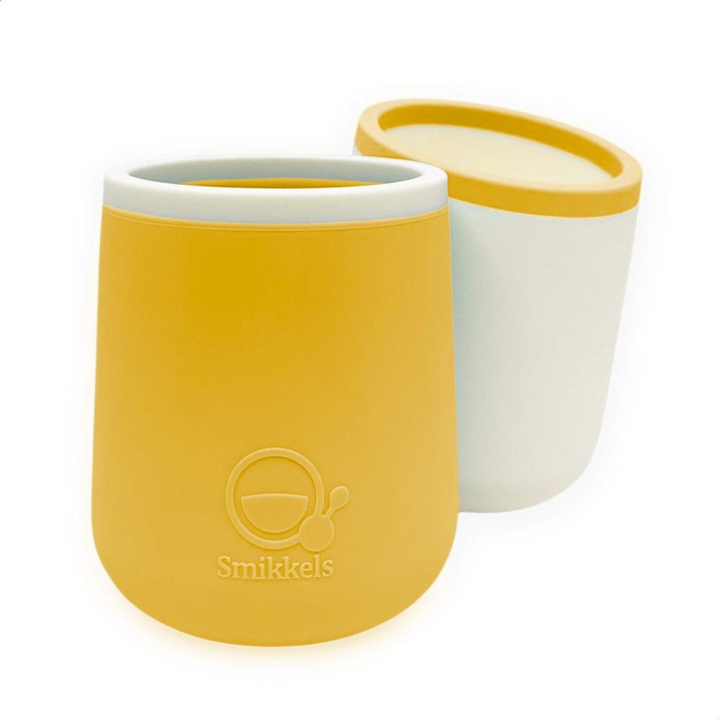 Smikkels Silikon Kinderbecher Set Gelb - nachhaltige Trinkbecher Baby