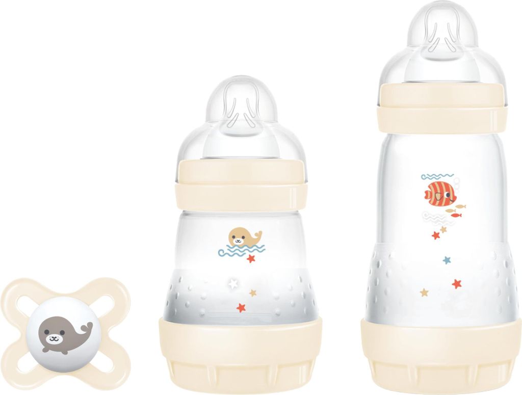 MAM Starter Set mit 2 Babyflaschen Easy Start Anti-Kolik, 160ml und 260ml mit Sauger aus SkinSoftTM Silikon, mit Original Start Schnuller, 0+ Monat...