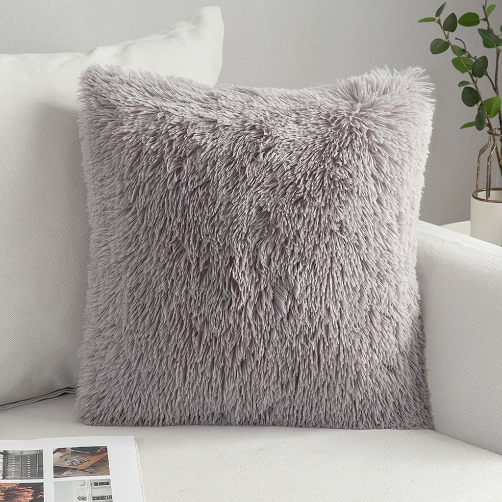 2er Set Flauschige Kunstfell Kissen Soft Künstlich Pelz