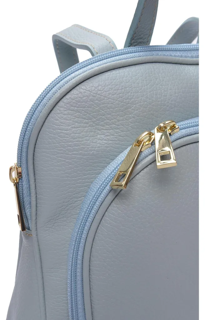 Anna Luchini Backpack SS26 AL 169 Celeste - Sac à Dos Cuir Italien Chic