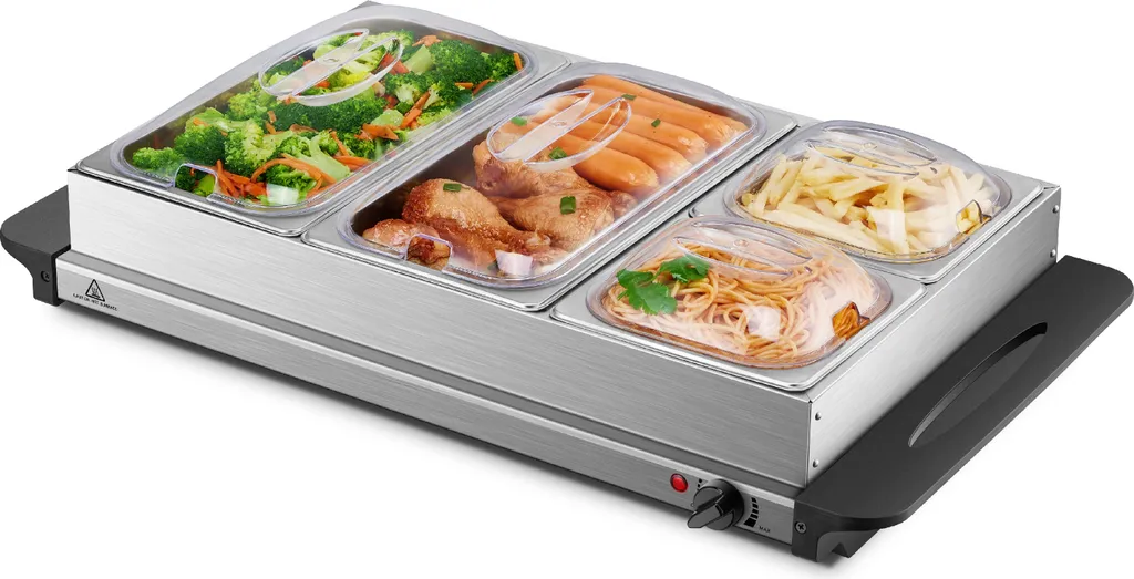 Steinborg Chauffe-buffet en acier inoxydable - 4 bacs et 300W de puissance