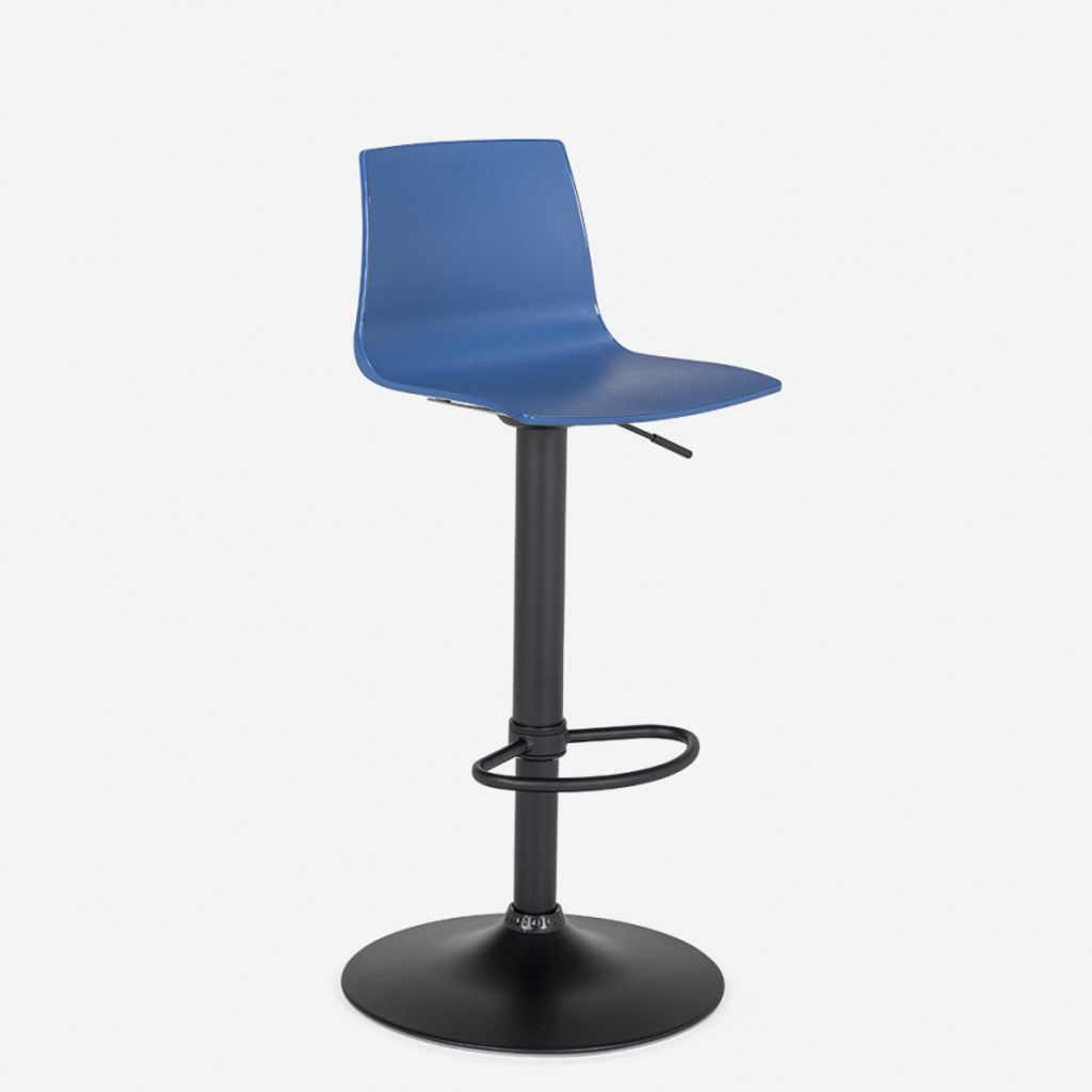 Design-Küchenbarhocker mit verstellbarem mattschwarzem Fuß Grand Soleil Imola Matt - Blau