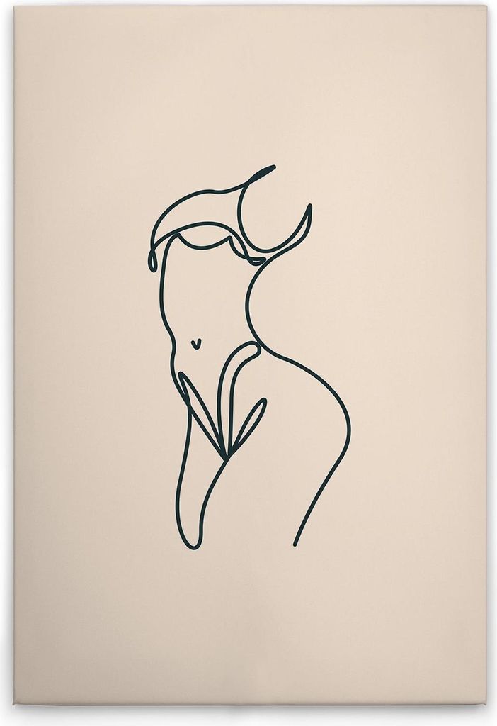 TADESSI Leinwandbild Silhouetten Oneliner - Wandbild 40 x 60 cm - Kunstdruck auf Leinwand in Creme Schwarz - M1-No.51714