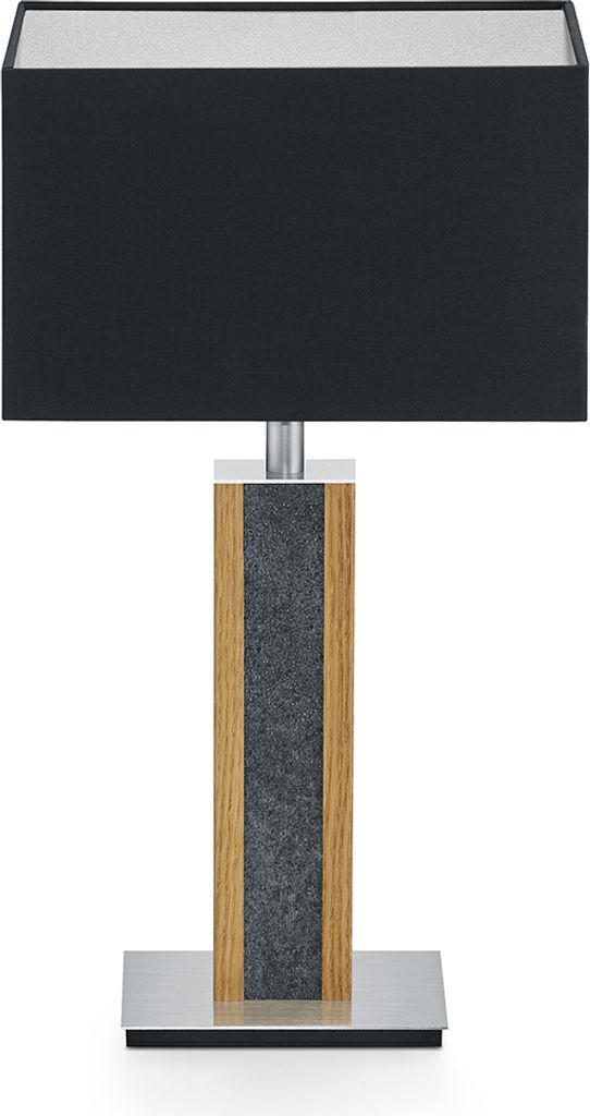 Karl G Quadra Tischlampe mit Granitapplikation Baumwolle schwarz / silber Nickel matt gebürstet