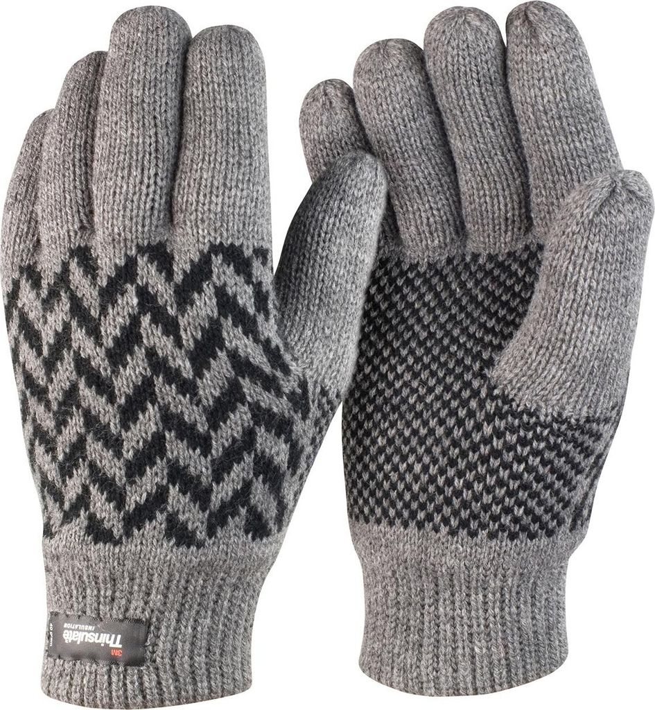 Result Winter Essentials - Herren/Damen Uni Gemustert - Winterhandschuhe, Thinsulate RW10420 (S-M) (Grau/Schwarz)
