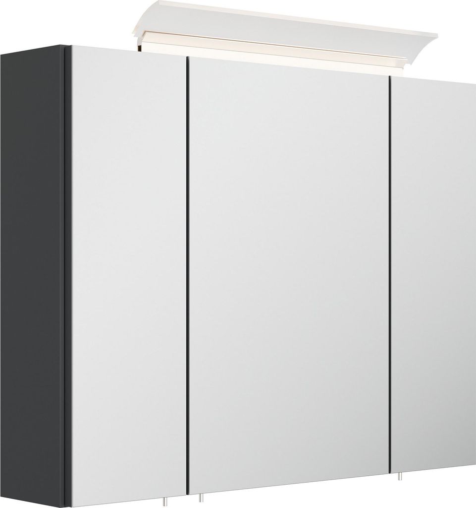 Badezimmer Spiegelschrank 3-türig LED-Lampe 80 cm Grafit