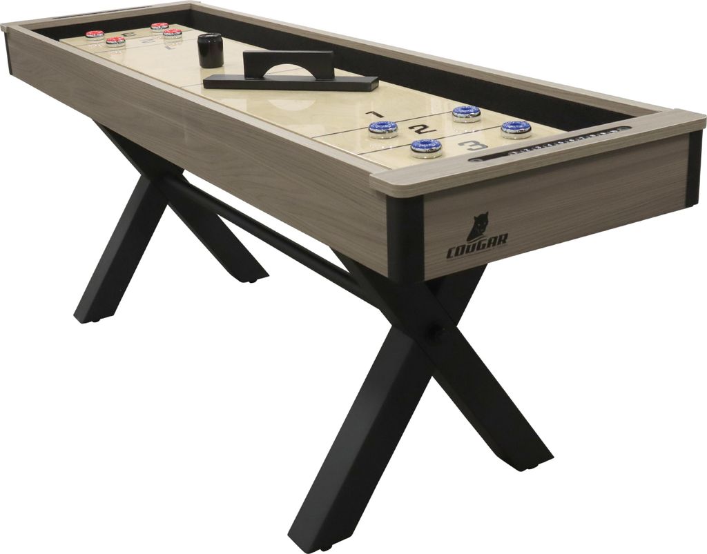 Cougar Mason American Shuffleboard Tisch, Eiche/Schwarz | Shuffleboard mit Tischplatte für multifunktionale Nutzung - 8 Pucks | Klassisches Spiel ...