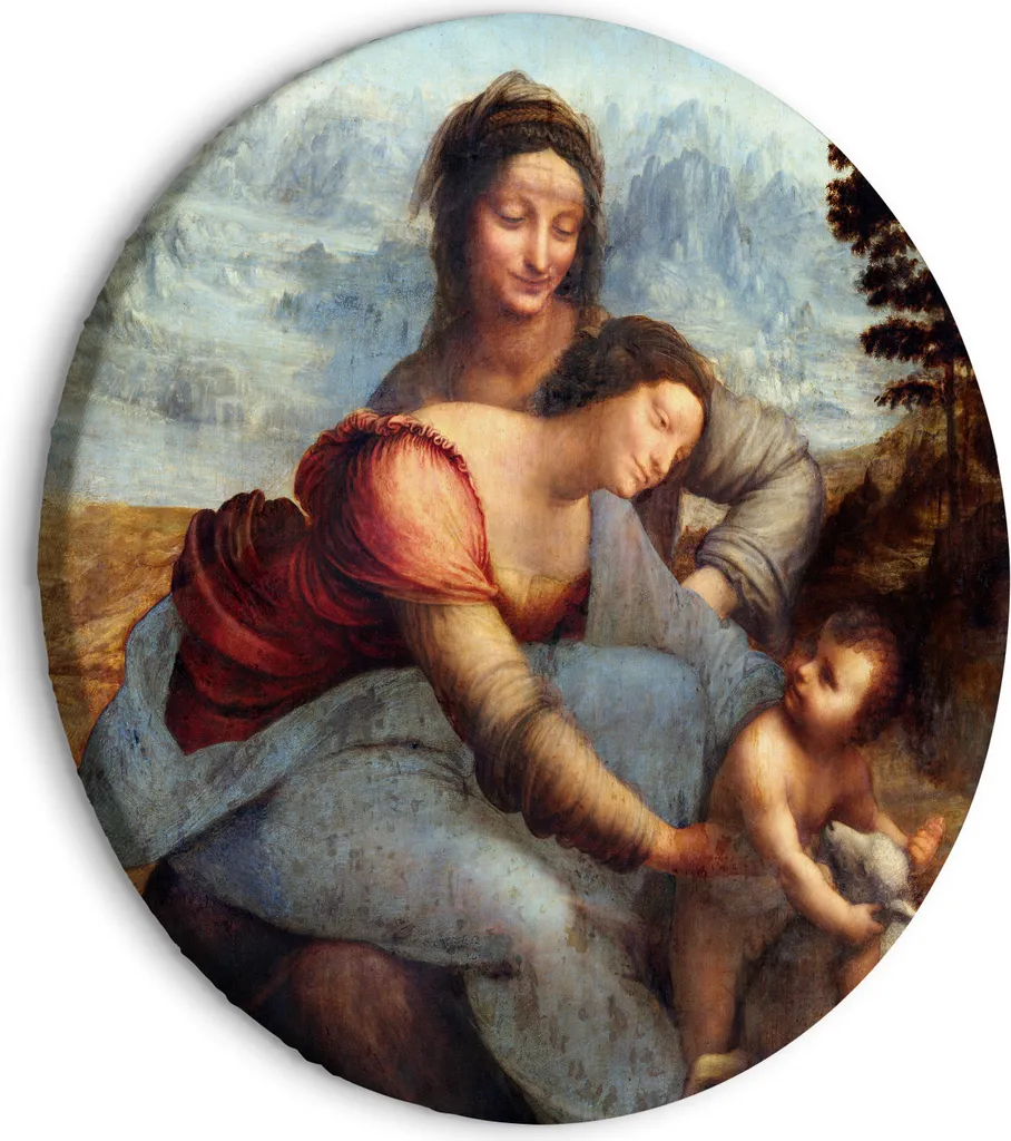 Quadro Rotondo Leonardo da Vinci Sant'Anna 80x80 cm Tela Premium