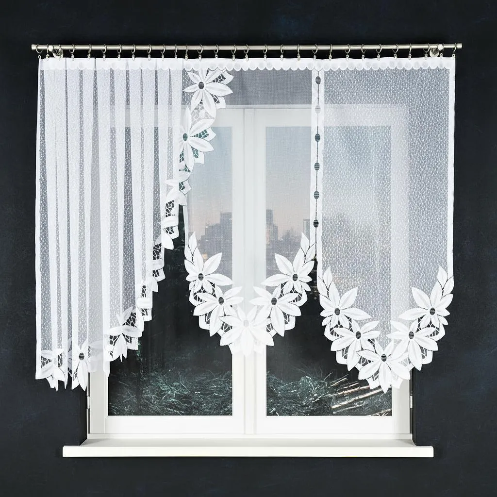 Voilage décoratif blanc JADWIGA 300x160 cm pour fenêtre et baie vitrée