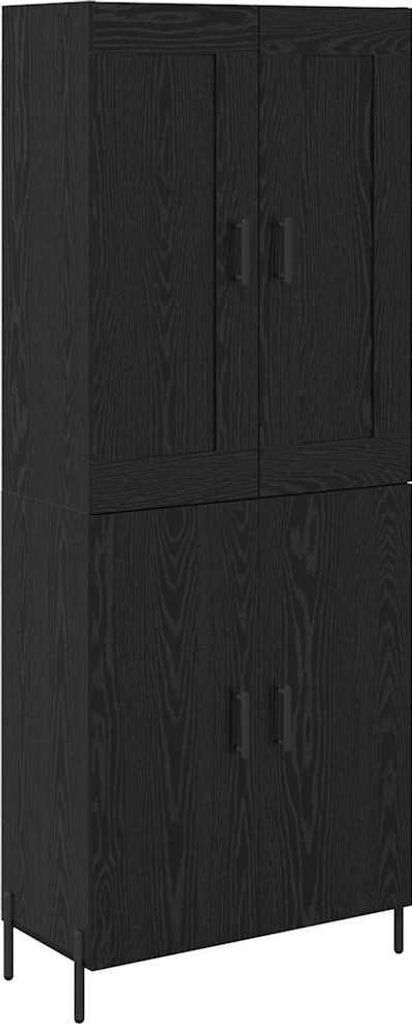 Highboard 2 Stück Schwarz Eichen-Optik Holzwerkstoff