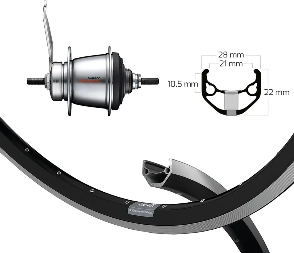 Roue de vélo ville 28 pouces Shimano 7 vitesses et frein à pied