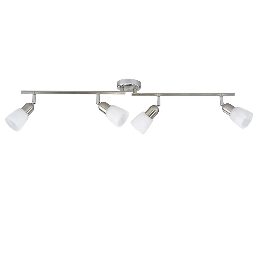 Rampe de spots pivotants Sofia chrome et verre 4 têtes E14 40W max - 3