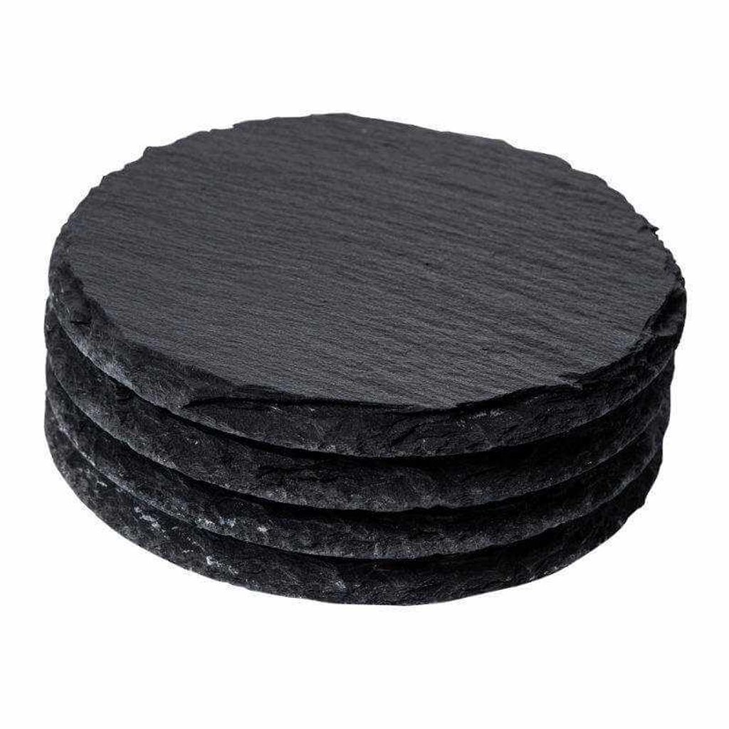SLATE Schiefer-Untersetzer rund 4erP.