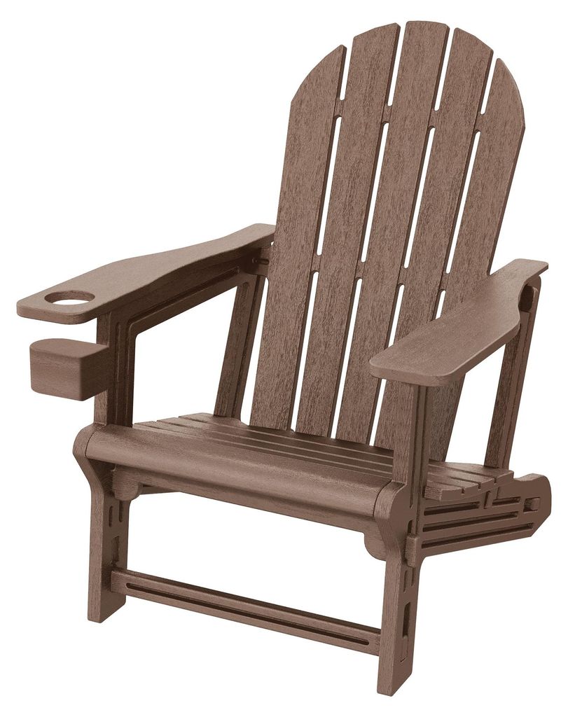 ML-Design Adirondack Loungestuhl mit Getränkehalter Braun Gartenstuhl Kunststoff-Holzoptik Gartensessel wetterfest Loungesessel für Garten & Terr...