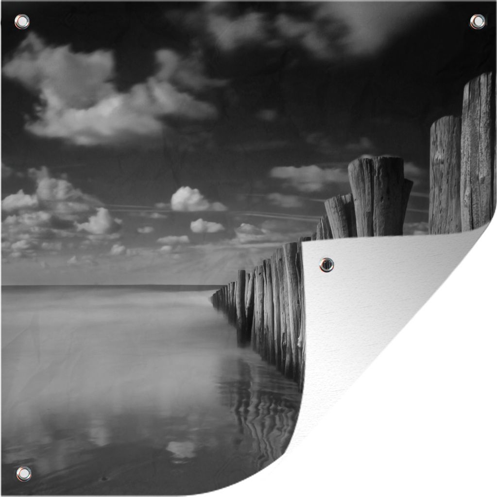 MuchoWow 100x100 cm Outdoor-Poster Gartendeko Sichtschutz Garten Poster für den Garten Stürmisches Wetter Schwarz-Weiß-Fotodruck
