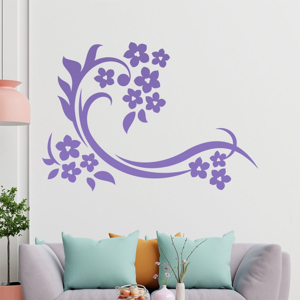 Schöne Blüten Ranke Wandtattoo in 6 Größen - Wandaufkleber Wall Sticker - Dekoration, Küche, Wohnzimmer, Schlafzimmer, Badezimmer