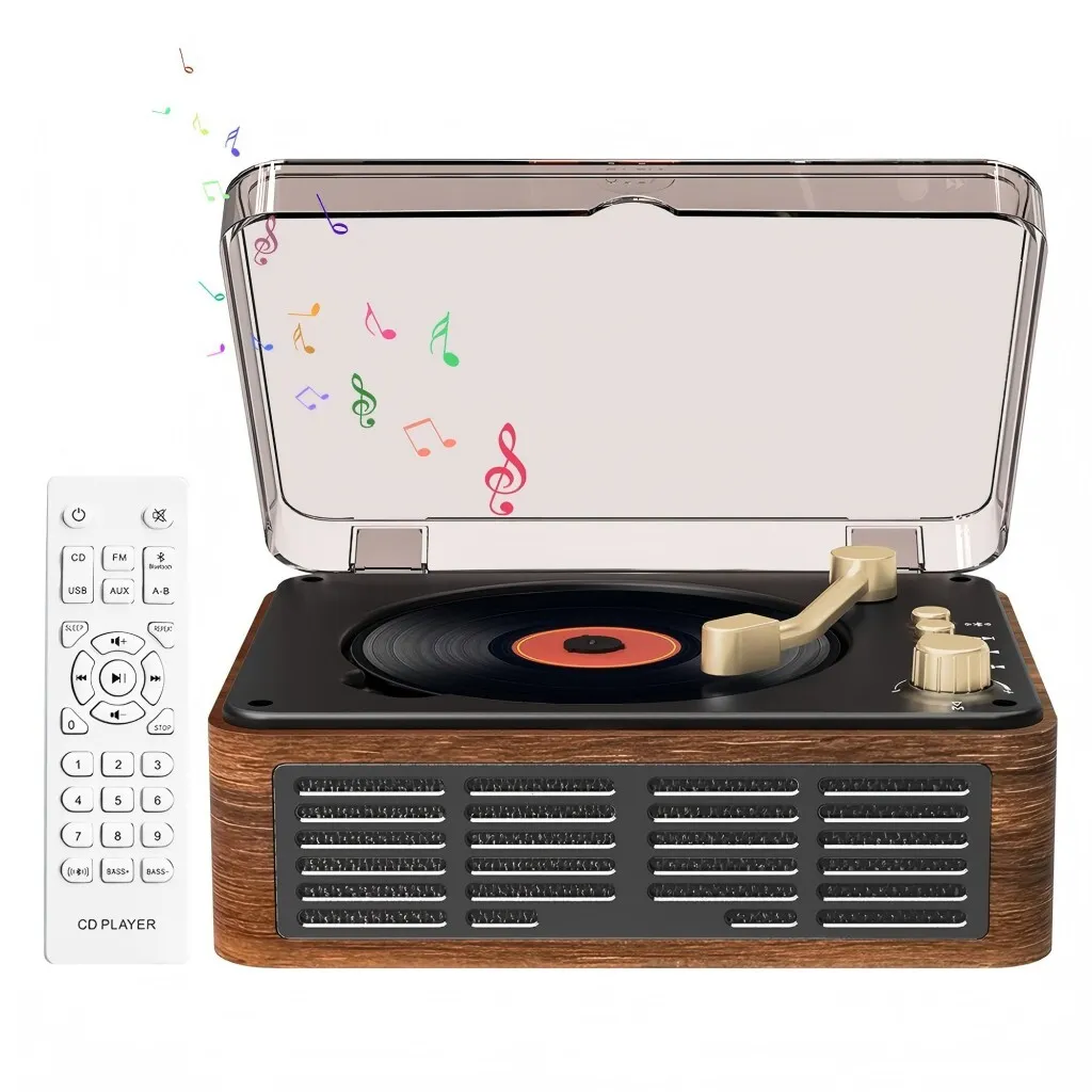 Lecteur CD portable Bluetooth ZELURXX avec télécommande infrarouge Noir