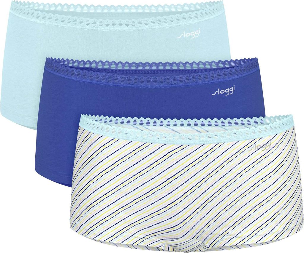 sloggi Damen Langer Boxer Blue GO Crush 3-Pack blue-lightcombination - Größe XL
