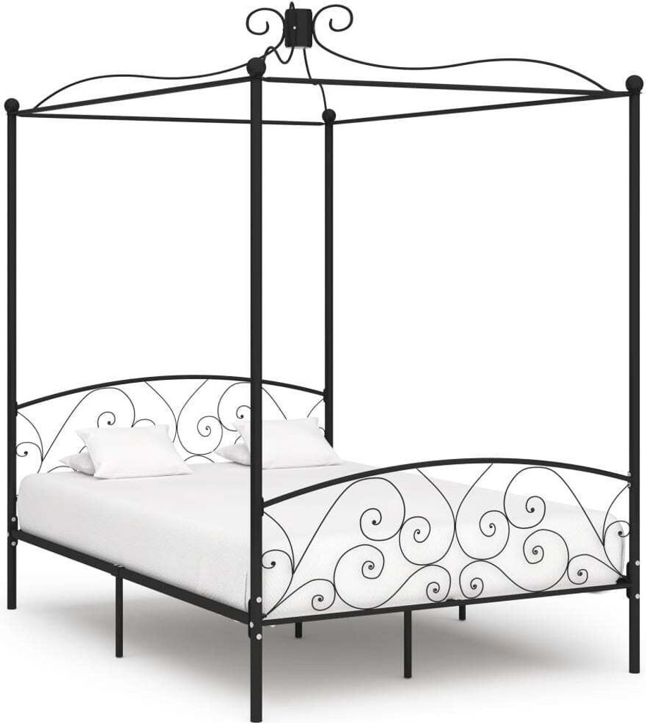 Maison Exclusive - Himmelbett-Gestell Schwarz Metall 120 x 200 cm
