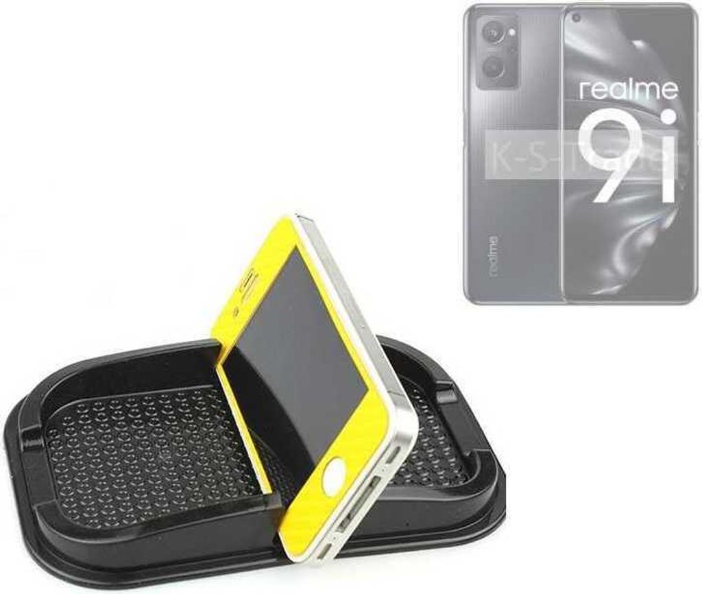 K-S-Trade Auto Anti Rutsch Matte Smartphone-Halter kompatibel mit Realme 9i Haft Pad Armaturenbrett Handy-Halterung Silikon