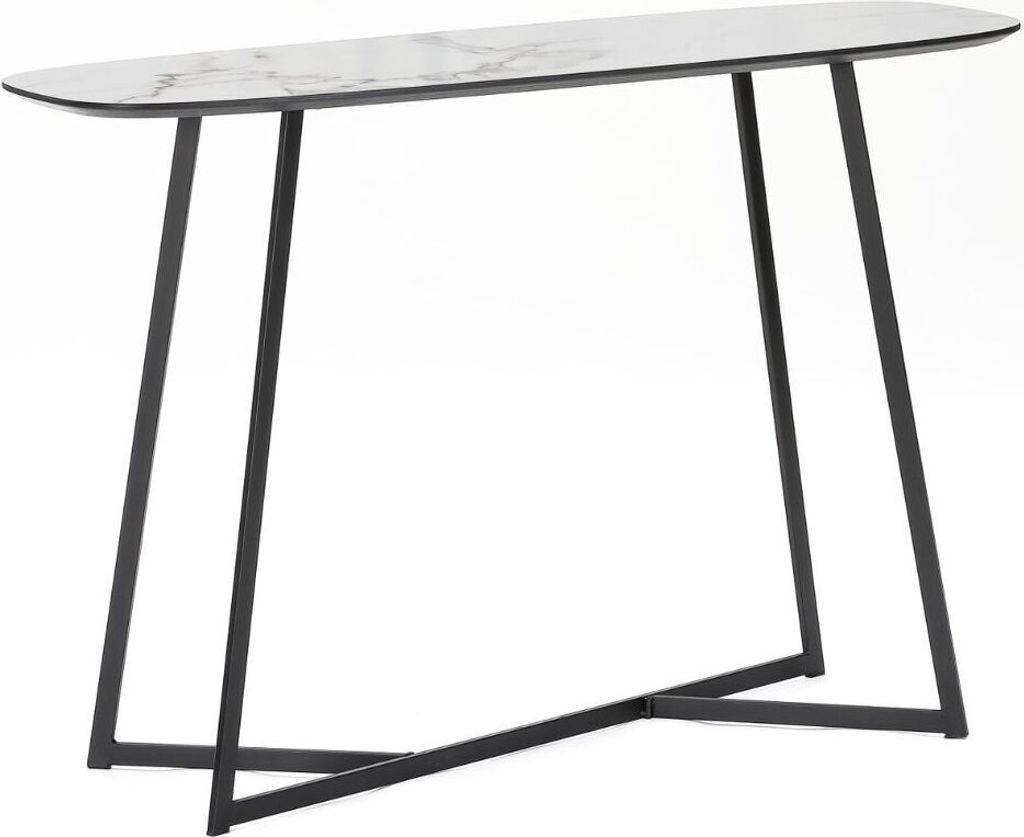 Design Konsolentisch TURIN 120cm weiss Marmor-Optik Metallgestell