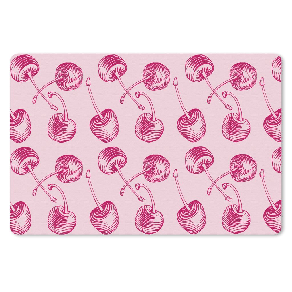 MuchoWow Mauspad Mousepad Vintage - Kirschen - Muster - Rosa 27x18 cm - Mousepads - Maus Mat - Pad - Mausunterlage - Büroartikel - Desk Matten