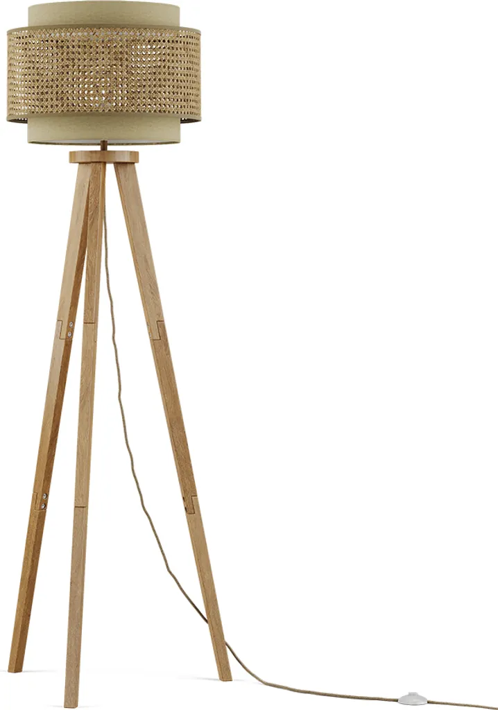 Vicco Lampada da Terra Morten Rattan Crema - Design Boho Chic 142cm