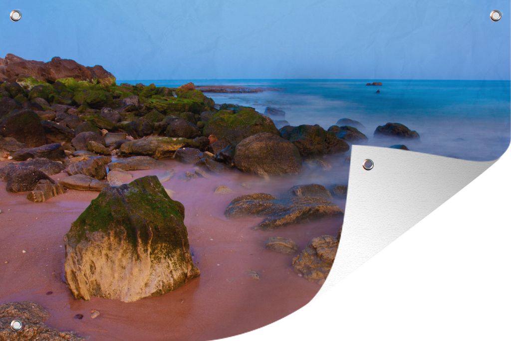 MuchoWow 60x40 cm Outdoor-Poster Gartendeko Sichtschutz Garten Poster für den Garten Sonnenuntergang am Strand von Falesia