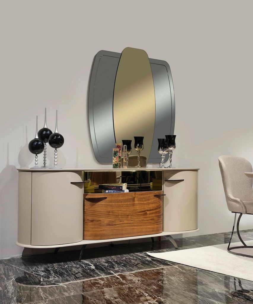 s Esszimmer Set Esstisch 6x Stühle Sideboard Spiegel 9 tlg