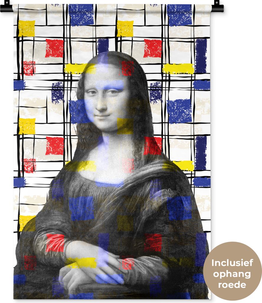 MuchoWow® Wandteppich Wandbehang Mona Lisa - Mondrian - Produktbild 