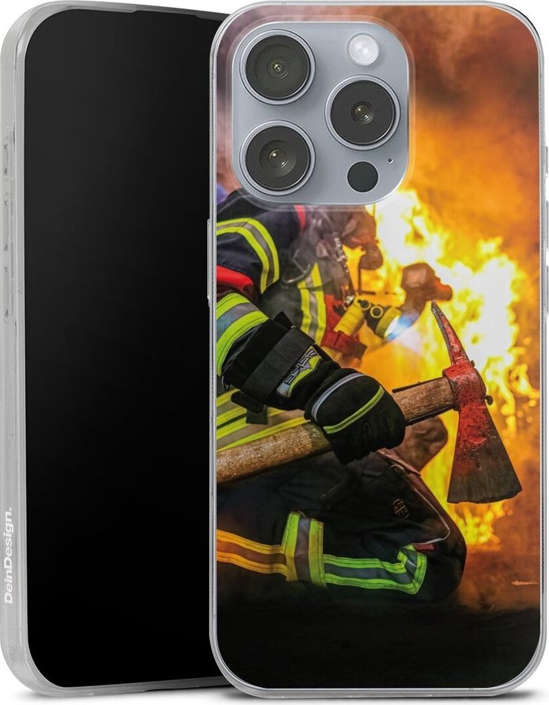 DeinDesign Slim Hülle für Apple iPhone 16 Pro Silikon Case Ultra Dünn Handyhülle Feuer Feuerwehr Lebensretter