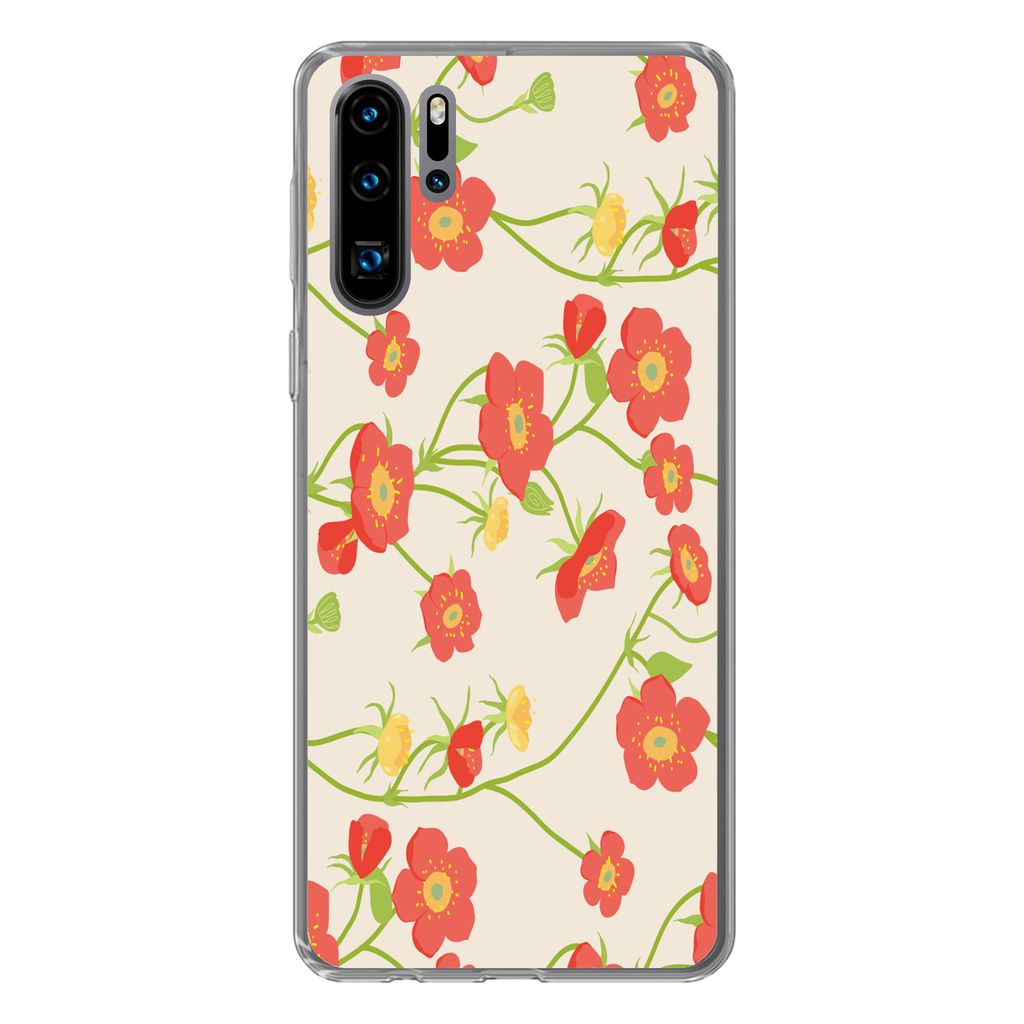 MuchoWow Handyhülle Schutzhülle Hülle für Huawei P30 Pro Blume - Feldblumen - Muster Silikon Softcase Handy Hülle - Schutzdeckel
