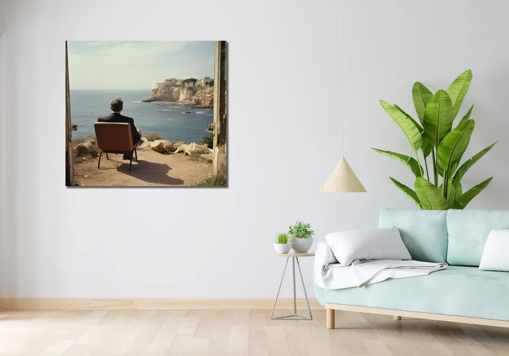Quadro Grande Mare 100x90 | Stampa su Tela Costa Solitaria - 2