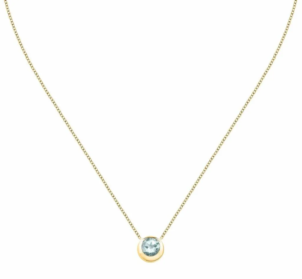 Collier doré avec topaze bleue semi-précieuse SAXN03 pour femme chic