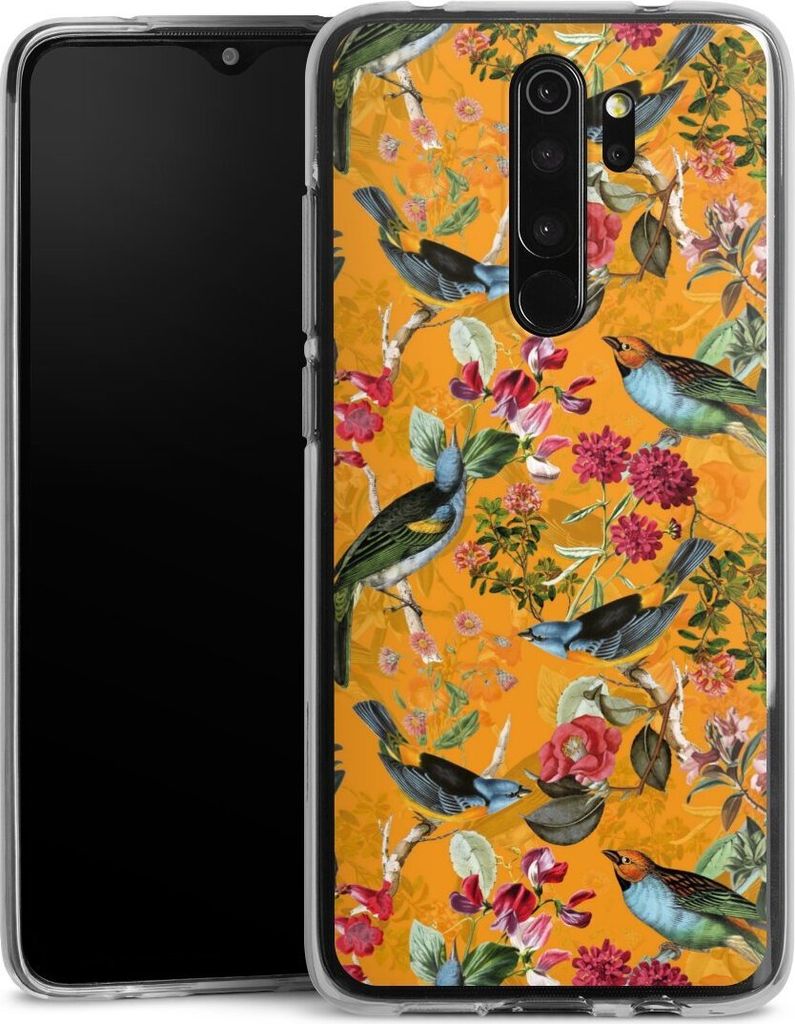 DeinDesign Handyhülle für Xiaomi Redmi Note 8 Pro Silikon Hülle Case Smartphone Schutzhülle Blumen Dschungel Vogel