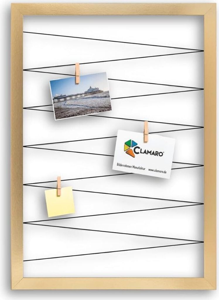 Fotohalter Pinnwand Fotorahmen Bilderrahmen 20 Holzklammer CLAMARO Collage Flex, Flex Größe:70x90, Flex Farbe:Gold