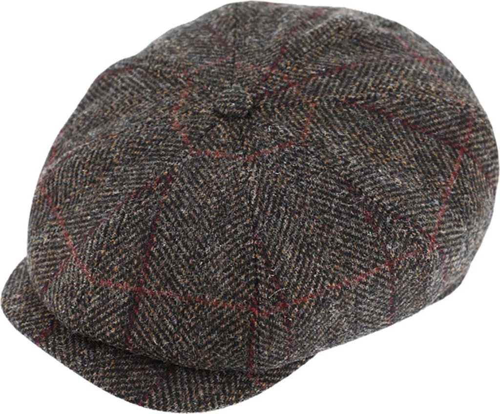 Coppola Fiebig Newsboy 100% Lana Shetland Spina di Pesce Grigia