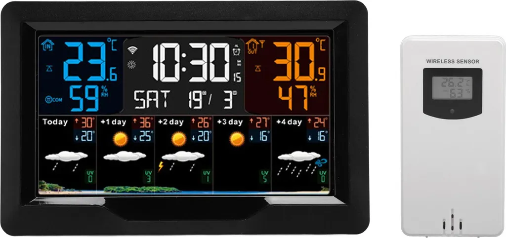 Station Météo WiFi Intelligente avec Capteur Vent et Alarme de Gel EU
