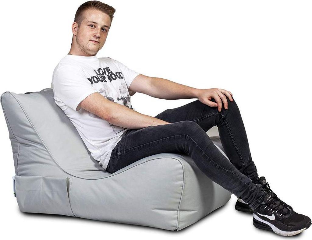 Ecopuf, Flavio, Sitzsack Pouf, Sack Poufsessel Pufsack, mit Seitentasche, Perle Nc13