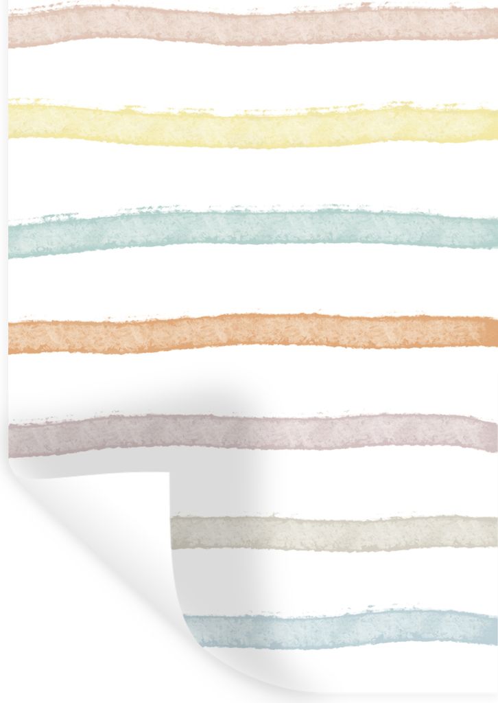 MuchoWow Wandtattoo Wandsticker Wandaufkleber Linie - Pastell - Regenbogen - Muster 20x30 cm Selbstklebend und Repositionierbar - Sticker - Dekor...