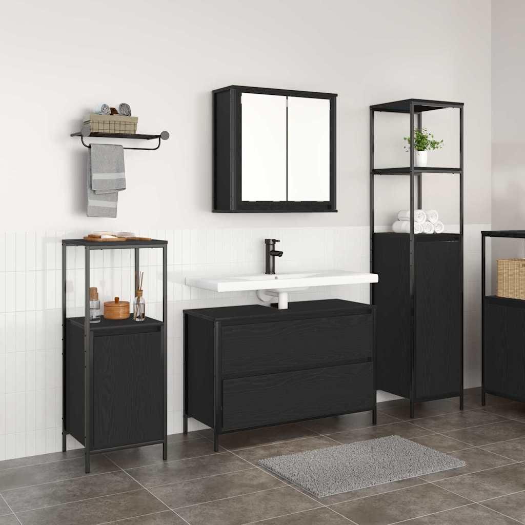 Möbel Badezimmermöbel Set 3 pcs Schwarze Eiche 90 x 34,5 x 60 cm - Badspiegel 3328359