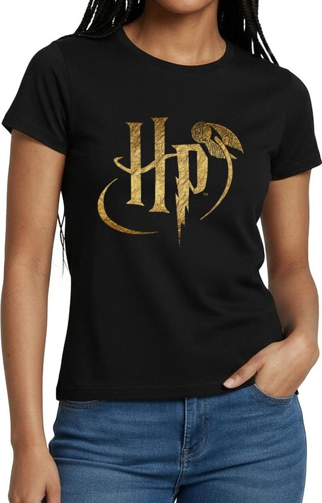 Spreadshirt Harry Potter HP Logo Frauen T-Shirt, L, Schwarz