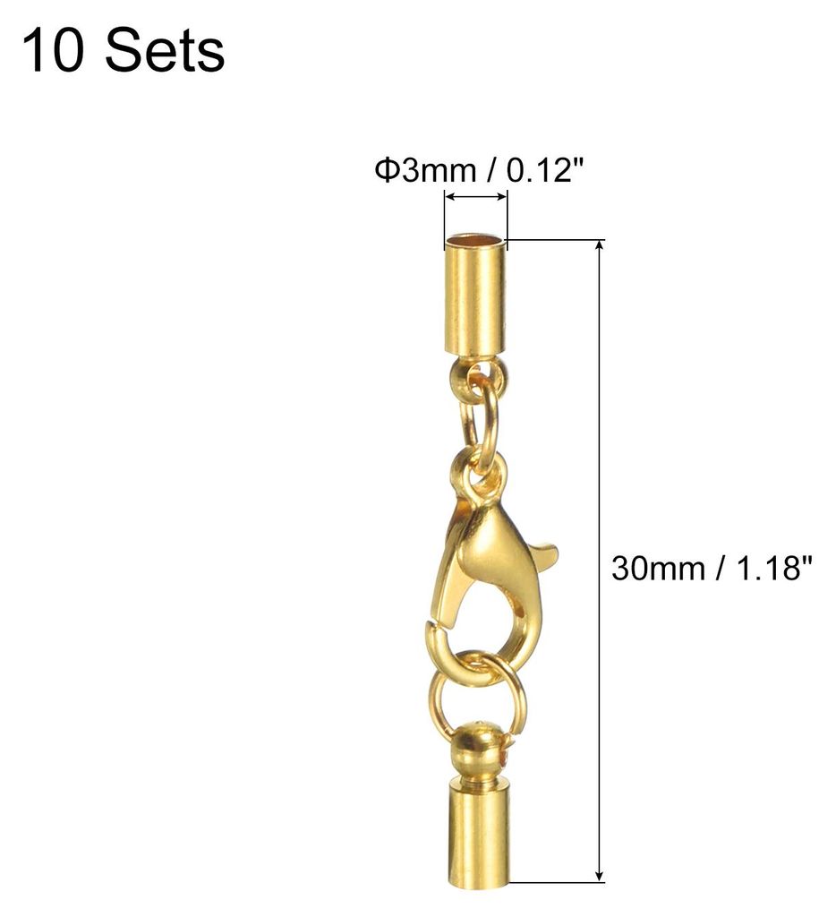10 Stš¹ck Kettenverschluss 3mm Lederkordel Endkappen mit Karabinerverschlš¹ssen Verschluss fš¹r Armb?nder Verschlš¹sse DIY Schmuckherstellu...