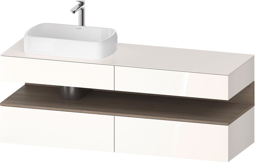 Duravit Qatego Konsolenwaschtischunterbau, 2 Auszüge, 2 Schubkästen, Ausschnitt links, 1600x550x600mm, Nische Eiche Terra, QA4777035220000